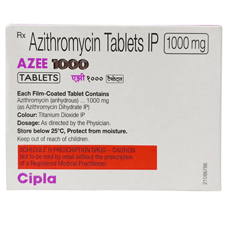 アジー(Azee)1000mg(アジスロマイシン)12錠/箱 │クラミジアなどの性感染症の通販・治療薬|シプラ社