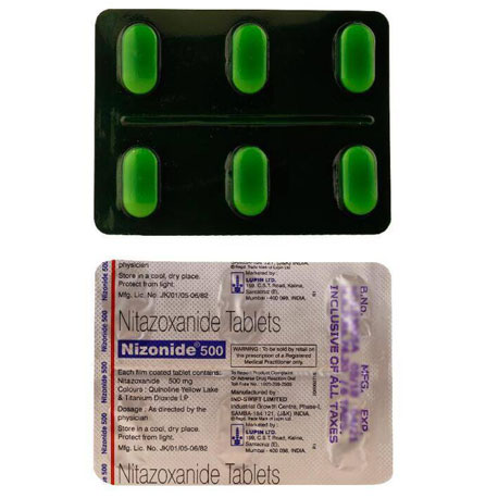 ニゾニド (Nizonide) 500mg 6錠 /シート│寄生生物による食中毒などに使用されます。（箱なし）｜Lupin社